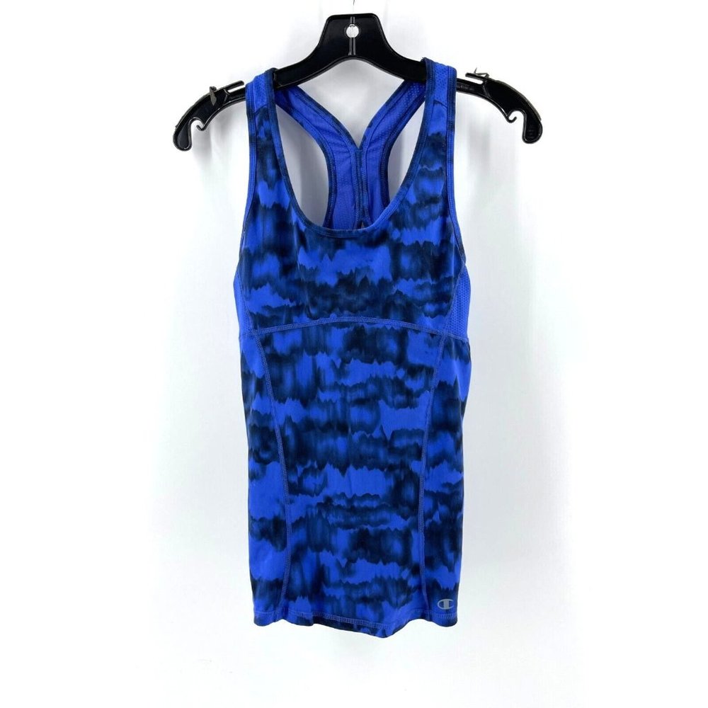 Champion Gear Women's Blue Tie Dye Print Razor Back Tank Top Activewear Size S
